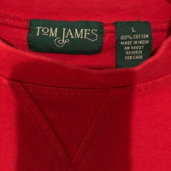 TOM JAMES Men’s Red Pullover Sweater Size L - Picture 2 of 4